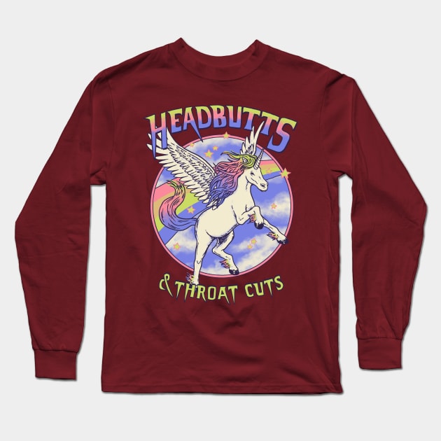 Headbutts & Throat Cuts Long Sleeve T-Shirt by Hillary White Rabbit